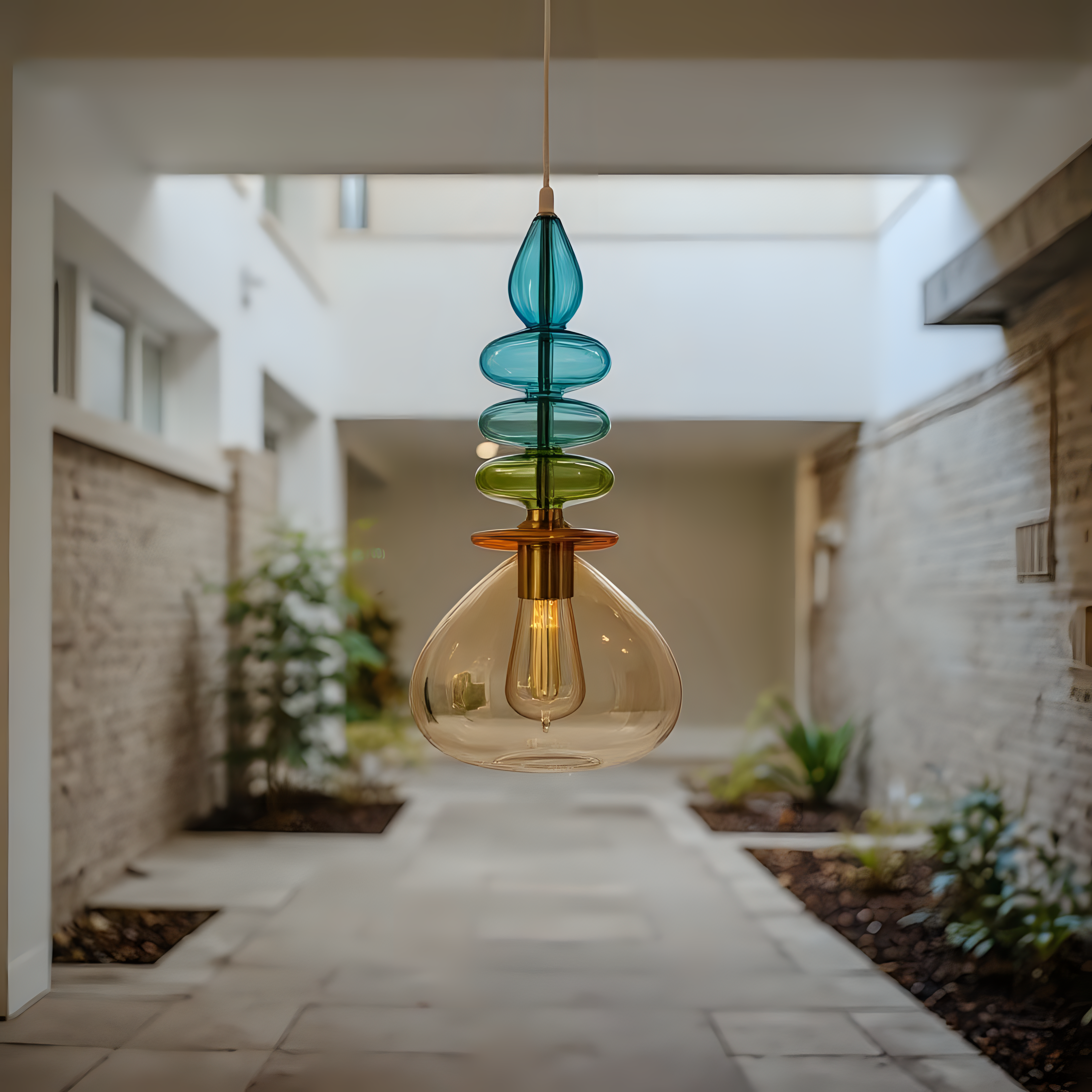 Colorful Blown Glass Pendant Light